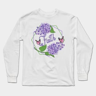 Faith - Lilacs And Butterflies Long Sleeve T-Shirt